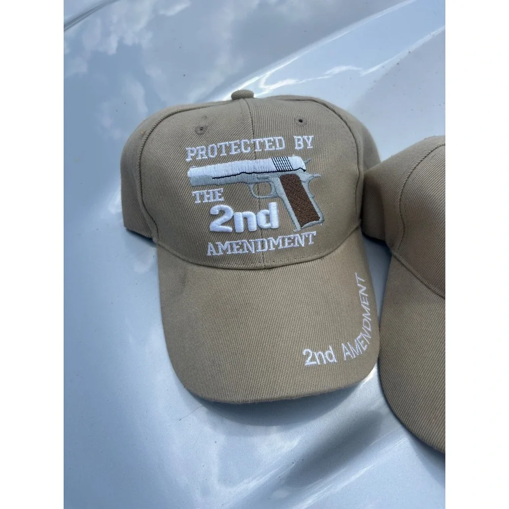 Lot of 5 2nd Amendment Baseball Caps Tan Gun Rights adjustable Hats NEW